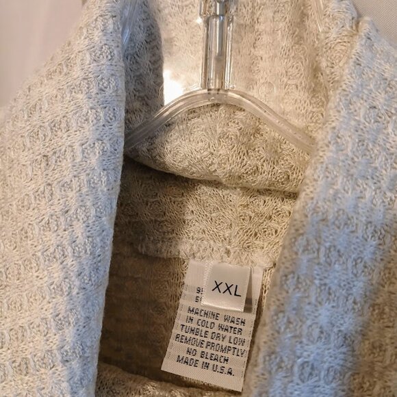 Nwt Cowl neck Waffle Crochet Sweater Top women XXL Ivory Oatmeal Pullover LS - Picture 9 of 9